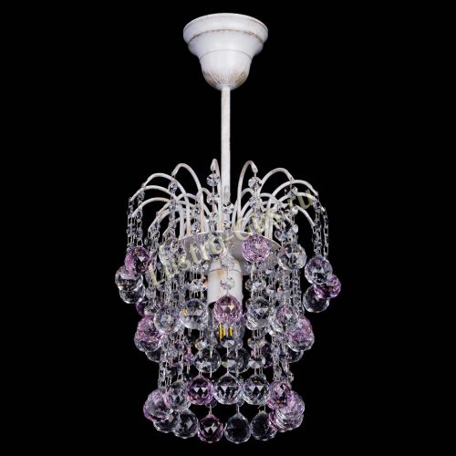 Люстра Зима шар розовая (белая патина)  в Самаре Гусь Хрустальный