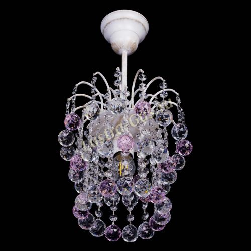 Люстра Зима шар розовая (белая патина)  в Самаре Гусь Хрустальный