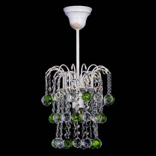 Люстра Зима шар зеленая (белая патина)  в Самаре Гусь Хрустальный
