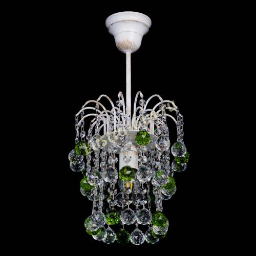 Люстра Зима шар зеленая (белая патина)  в Самаре Гусь Хрустальный