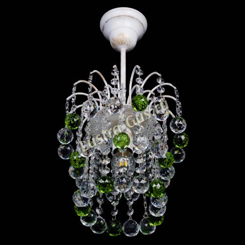 Люстра Зима шар зеленая (белая патина)  в Самаре Гусь Хрустальный