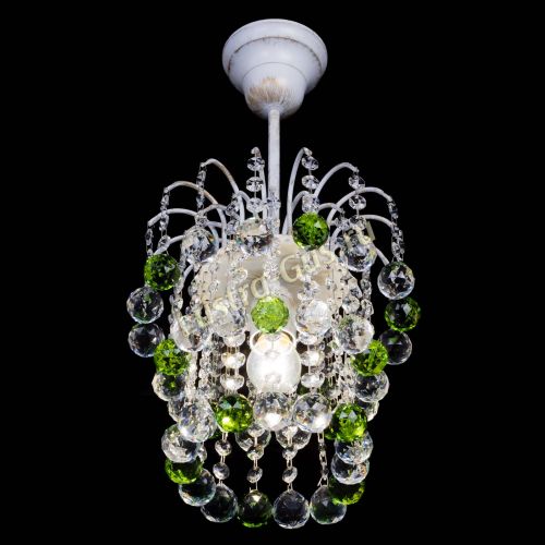 Люстра Зима шар зеленая (белая патина)  в Самаре Гусь Хрустальный