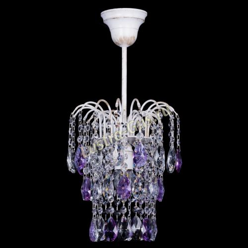 Люстра Зима журавлик фиолетовая (белая патина) в Самаре Гусь Хрустальный