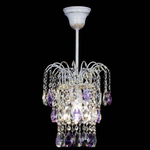 Люстра Зима журавлик фиолетовая (белая патина) в Самаре Гусь Хрустальный