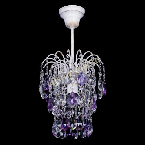 Люстра Зима журавлик фиолетовая (белая патина) в Самаре Гусь Хрустальный