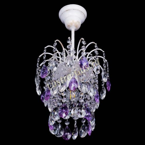 Люстра Зима журавлик фиолетовая (белая патина) в Самаре Гусь Хрустальный