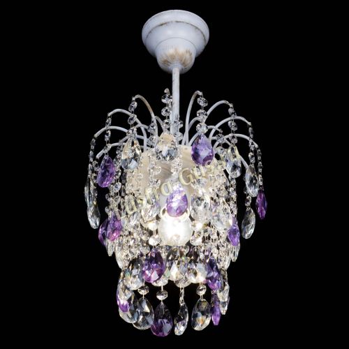 Люстра Зима журавлик фиолетовая (белая патина) в Самаре Гусь Хрустальный