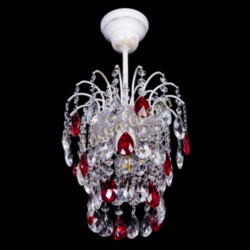 Люстра Зима журавлик красная (белая патина) в Самаре Гусь Хрустальный