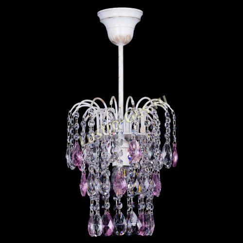 Люстра Зима журавлик розовая (белая патина) в Самаре Гусь Хрустальный