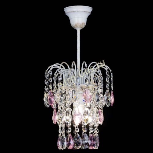 Люстра Зима журавлик розовая (белая патина) в Самаре Гусь Хрустальный