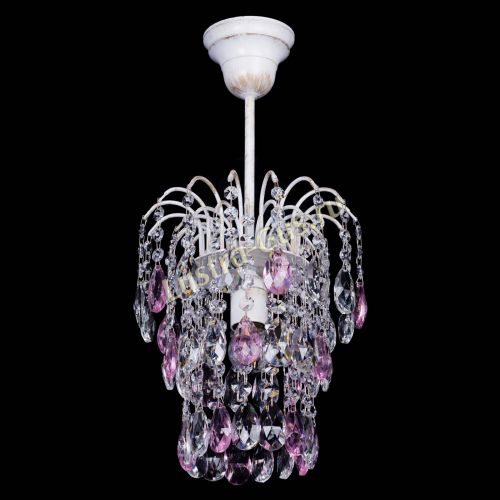 Люстра Зима журавлик розовая (белая патина) в Самаре Гусь Хрустальный