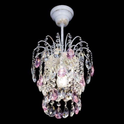 Люстра Зима журавлик розовая (белая патина) в Самаре Гусь Хрустальный