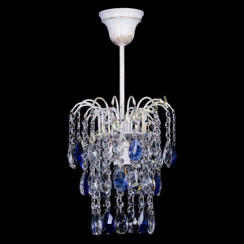 Люстра Зима журавлик синяя (белая патина) в Самаре Гусь Хрустальный