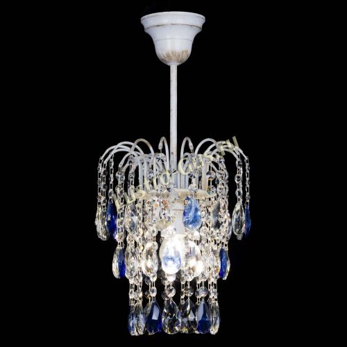 Люстра Зима журавлик синяя (белая патина) в Самаре Гусь Хрустальный