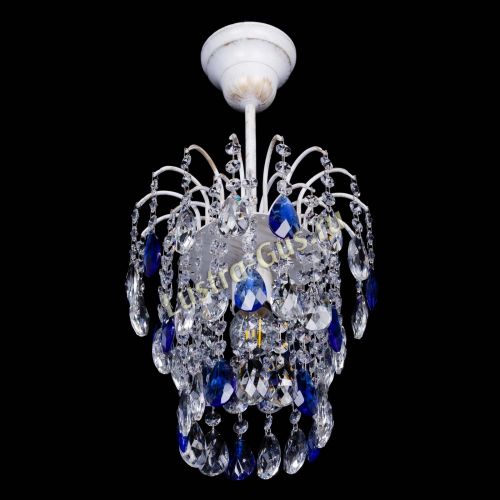 Люстра Зима журавлик синяя (белая патина) в Самаре Гусь Хрустальный