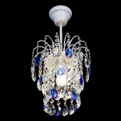 Люстра Зима журавлик синяя (белая патина) в Самаре Гусь Хрустальный