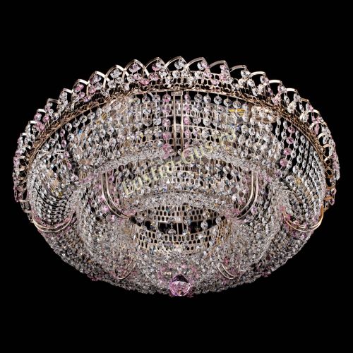 Люстра Двойное Кольцо Классика №6 розовая в Самаре Гусь Хрустальный