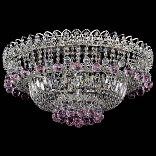 Люстра Хрустальный каскад №3 Шар розовая в Самаре Гусь Хрустальный