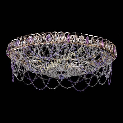 Люстра Каскад Ажур 700 мм фиолетовый в Самаре Гусь Хрустальный