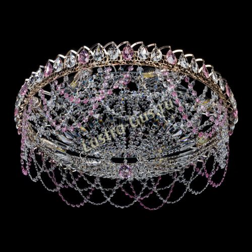 Люстра Каскад Ажур 700 мм розовый в Самаре Гусь Хрустальный