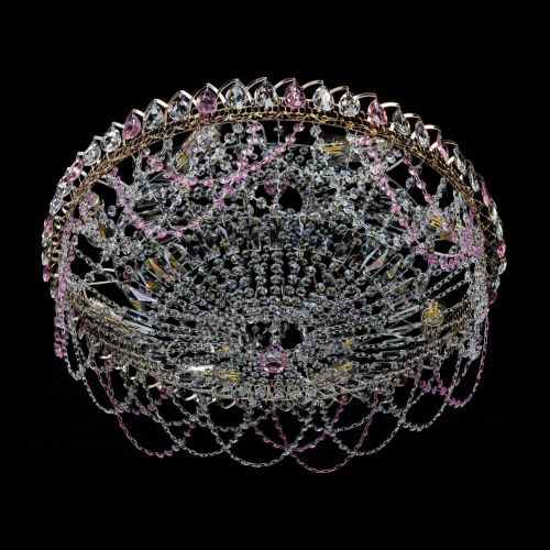 Люстра Каскад Ажур 700 мм розовый в Самаре Гусь Хрустальный