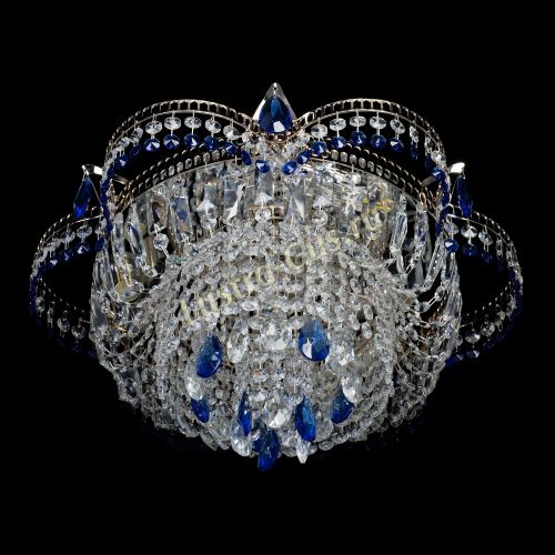 Люстра Камея №1 - 3 лампы синяя в Самаре Гусь Хрустальный