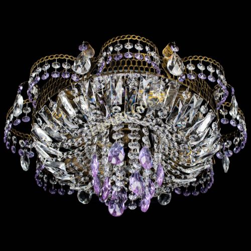 Люстра Камея №4 под бронзу фиолетовая в Самаре Гусь Хрустальный