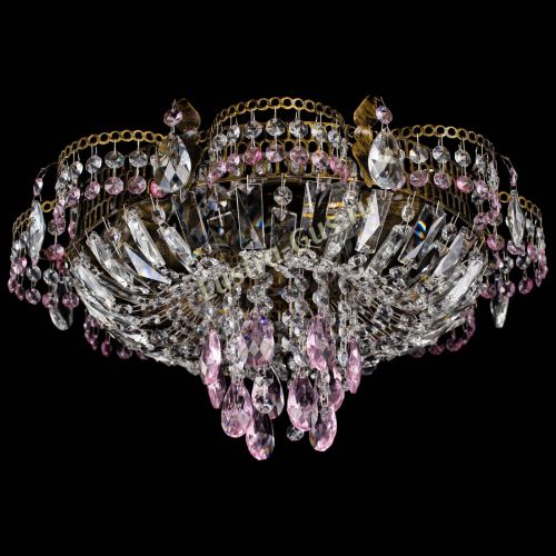 Люстра Камея №4 под бронзу розовая в Самаре Гусь Хрустальный