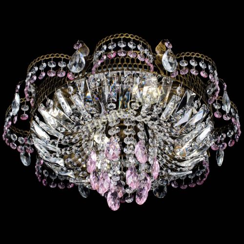 Люстра Камея №4 под бронзу розовая в Самаре Гусь Хрустальный