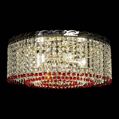 Люстра Капель оптикон №2 красная в Самаре Гусь Хрустальный