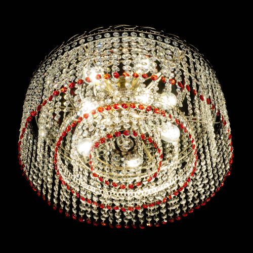 Люстра Капель оптикон №2 красная в Самаре Гусь Хрустальный