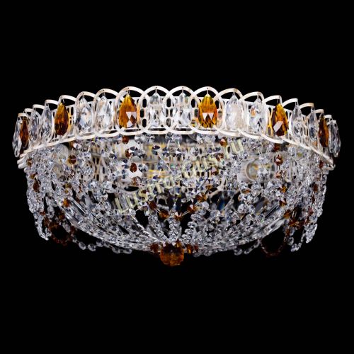 Люстра Каскад Ажур Чайная белая в Самаре Гусь Хрустальный