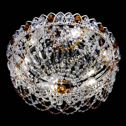 Люстра Каскад Ажур Чайная белая в Самаре Гусь Хрустальный