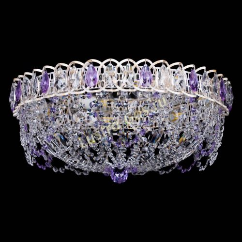 Люстра Каскад Ажур Фиолетовая белая в Самаре Гусь Хрустальный