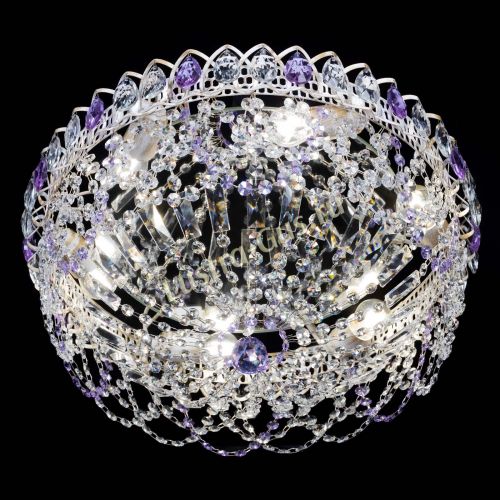 Люстра Каскад Ажур Фиолетовая белая в Самаре Гусь Хрустальный