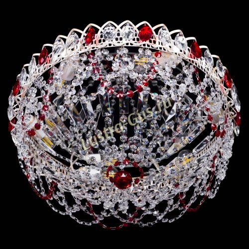 Люстра Каскад Ажур Красная белая в Самаре Гусь Хрустальный