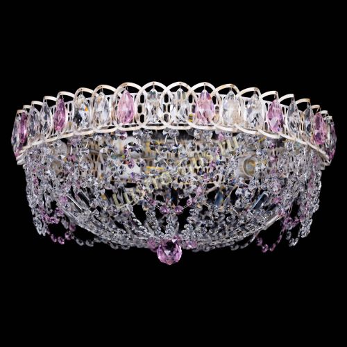 Люстра Каскад Ажур Розовая белая в Самаре Гусь Хрустальный