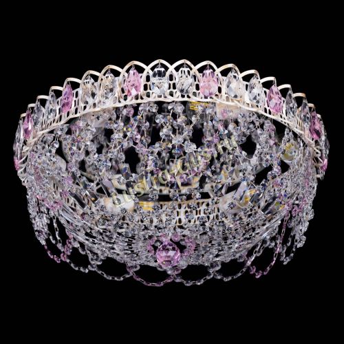 Люстра Каскад Ажур Розовая белая в Самаре Гусь Хрустальный