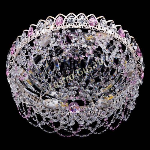 Люстра Каскад Ажур Розовая белая в Самаре Гусь Хрустальный