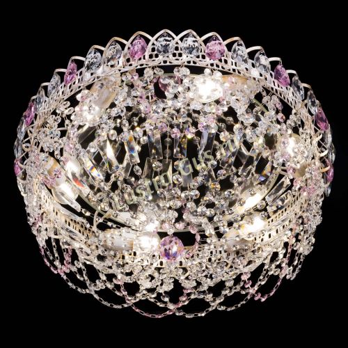 Люстра Каскад Ажур Розовая белая в Самаре Гусь Хрустальный