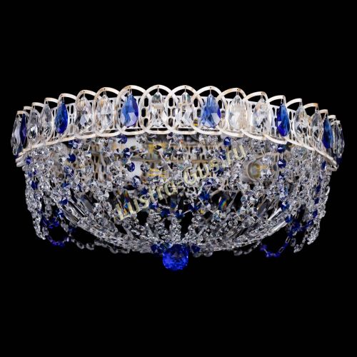 Люстра Каскад Ажур Синяя белая в Самаре Гусь Хрустальный