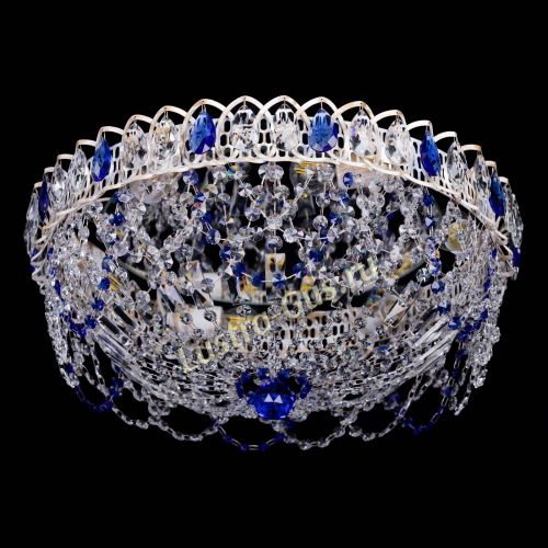 Люстра Каскад Ажур Синяя белая в Самаре Гусь Хрустальный