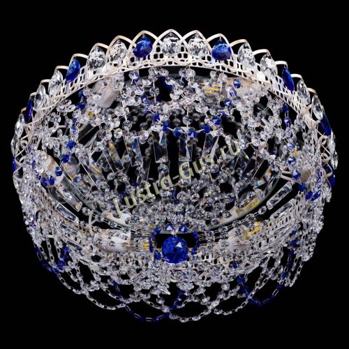 Люстра Каскад Ажур Синяя белая в Самаре Гусь Хрустальный