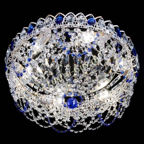 Люстра Каскад Ажур Синяя белая в Самаре Гусь Хрустальный