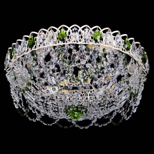 Люстра Каскад Ажур Зеленая белая в Самаре Гусь Хрустальный