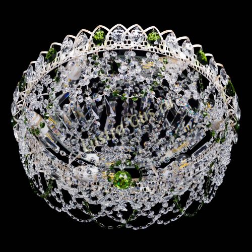 Люстра Каскад Ажур Зеленая белая в Самаре Гусь Хрустальный