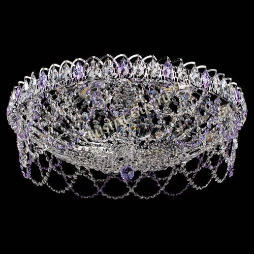 Люстра Каскад Ажур 700 мм фиолетовый в Самаре Гусь Хрустальный