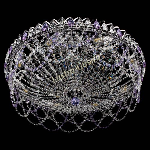 Люстра Каскад Ажур 700 мм фиолетовый в Самаре Гусь Хрустальный