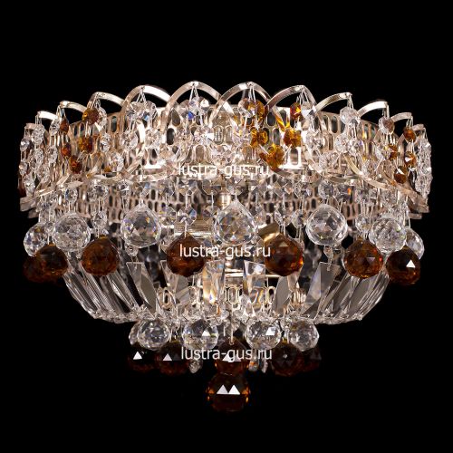 Люстра Катерина шар, диаметр 450 мм, чайные подвески, Люстры Гусь Хрустальный