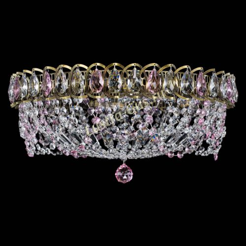 Люстра Хрустальный Каскад Ажур под бронзу Розовая в Самаре Гусь Хрустальный